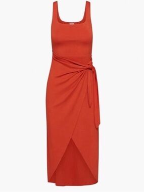Wilfred Saturn Orange Wrap-Detail Midi Dress